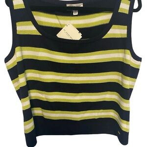 St. John Sport Striped Sleeveless Sweater size XL